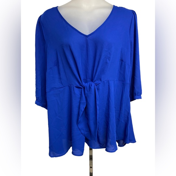 Torrid Georgette blue peplum blouse tie front flowy size 4X - Picture 3 of 4